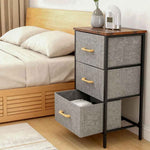 2/3 Layer Drawer Fabric Storage Organizer With Wooden Top & Metal Frame