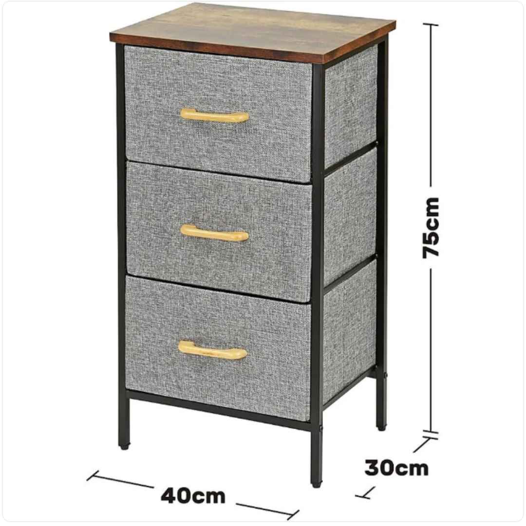 2/3 Layer Drawer Fabric Storage Organizer With Wooden Top & Metal Frame