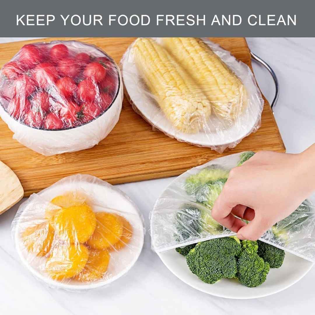 100 PCS Fresh Keeping Disposable Stretch Elastic Food Storage Covers 36cm