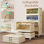 4 Tier Stackable Plastic Storage Bins With Lids & Wheels