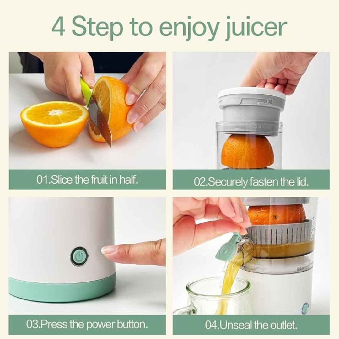 Electric Portable Citrus Juicer USB Charging Compact 45W Press With Lockable Spout