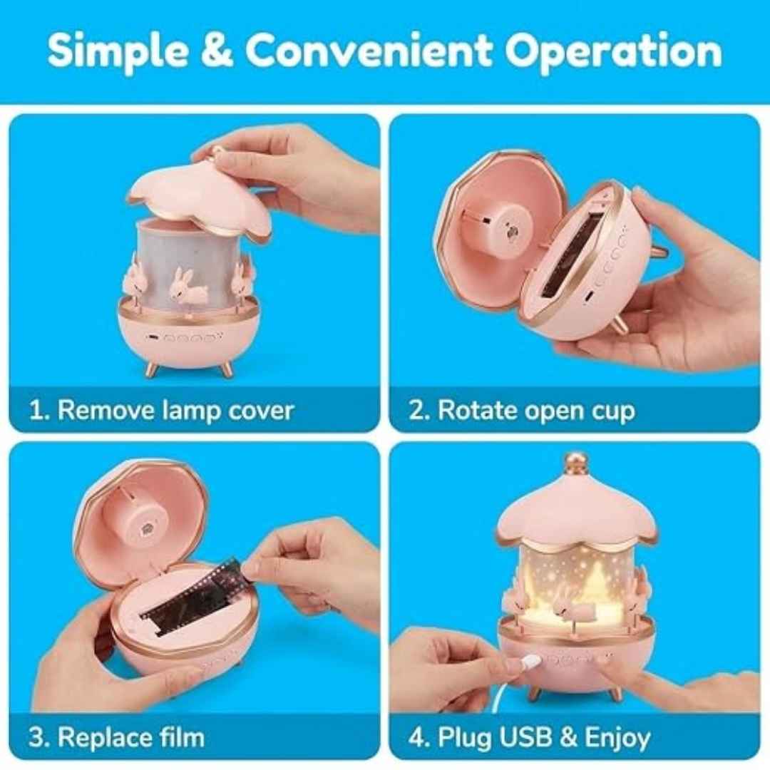 Kids 360° Rotating LED Rechargeable Night Projector Lamp With 6 Films & 5 Colors