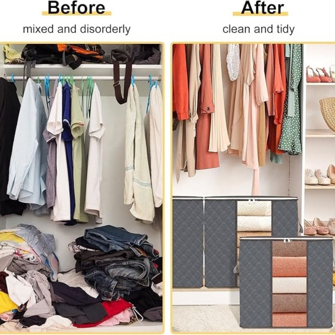 4/8/12 Pack 100L Large Capacity Foldable Fabric Storage Organizers With Reinforced Handle & Sturdy Zippers