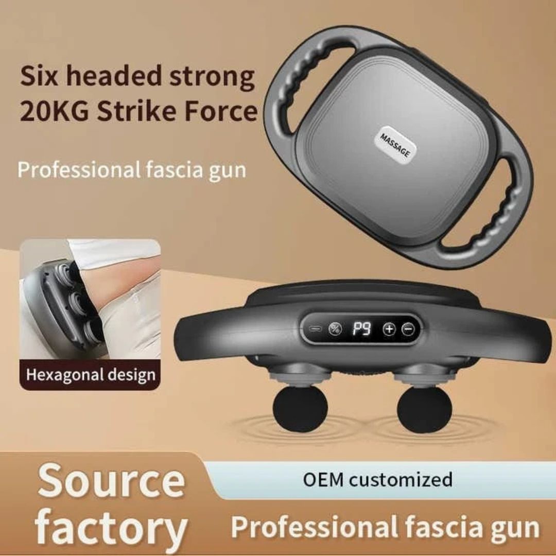 6 Head Electric Rechargeable Massage Gun Deep Tissue With LED Screen & 20 Intensity Levels