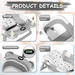 Collapsible Baby Bathtub For Newborn With Thermometer & 1 Soft Floating Cushion