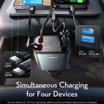 Lisen Upgraded Dual Type C Retractable Fast 69W 4 in 1 Car Charger