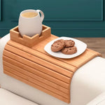 Anti Falling Sofa Arm Tray & Holder - Natural Bamboo Wood