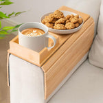 Anti Falling Sofa Arm Tray & Holder - Natural Bamboo Wood
