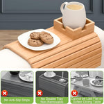 Anti Falling Sofa Arm Tray & Holder - Natural Bamboo Wood
