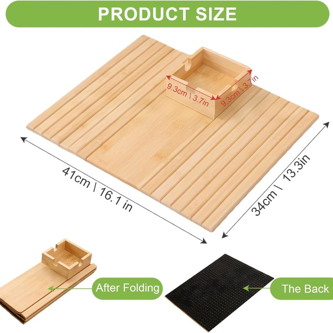Anti Falling Sofa Arm Tray & Holder - Natural Bamboo Wood