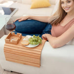 Anti Falling Sofa Arm Tray & Holder - Natural Bamboo Wood