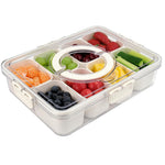 8 Compartment Divided Plastic Portable Snack Box With Lid & Handle