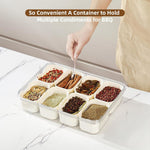 8 Compartment Divided Plastic Portable Snack Box With Lid & Handle