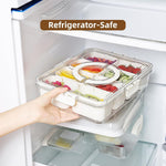 8 Compartment Divided Plastic Portable Snack Box With Lid & Handle