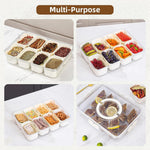 8 Compartment Divided Plastic Portable Snack Box With Lid & Handle