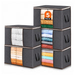 5/10/15 Pack 100L Large Wide Capacity Foldable Fabric Storage Organizers With Reinforced Handle & Sturdy Zippers
