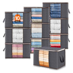5/10/15 Pack 100L Large Wide Capacity Foldable Fabric Storage Organizers With Reinforced Handle & Sturdy Zippers