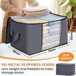 5/10/15 Pack 100L Large Wide Capacity Foldable Fabric Storage Organizers With Reinforced Handle & Sturdy Zippers