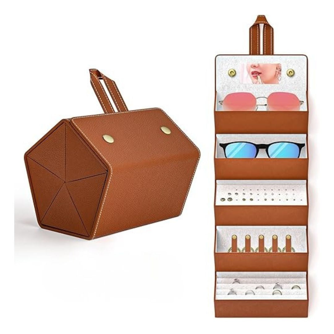 5-Slot Glasses Foldable Case Organizer For Travel & Daily Use