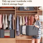 5/10/15 Pack 100L Large Wide Capacity Foldable Fabric Storage Organizers With Reinforced Handle & Sturdy Zippers