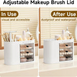 UFORU Makeup Organizer With Pop-Up Brush Holder And 3 Drawers
