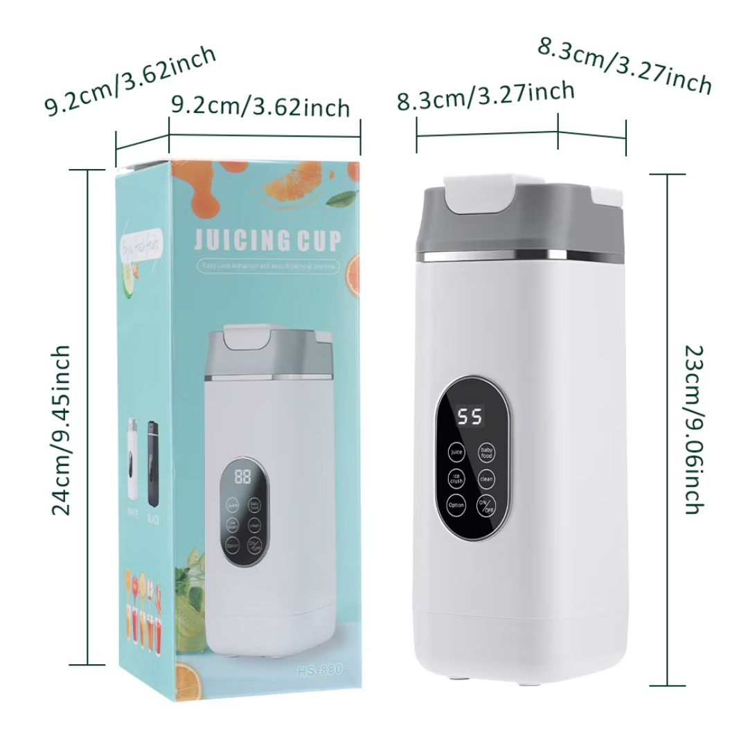 USB Rechargeable 420ml Portable Blender for Shakes & Smoothies With 12 Blades Digital LED Display And Handle Lid