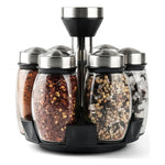 6PC Spinning Glass Spice Jars 360° Rotating Spice Rack Organizer With Jars