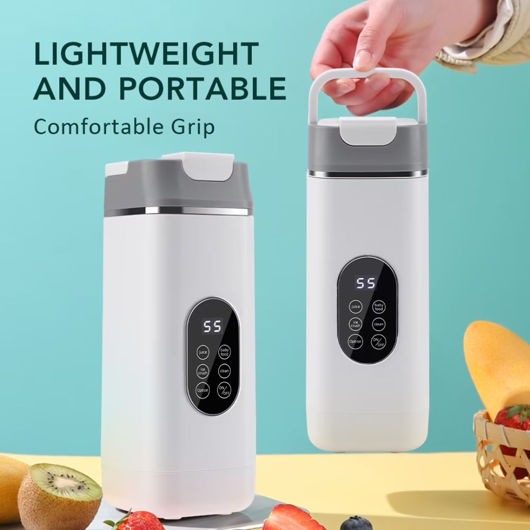 USB Rechargeable 420ml Portable Blender for Shakes & Smoothies With 12 Blades Digital LED Display And Handle Lid