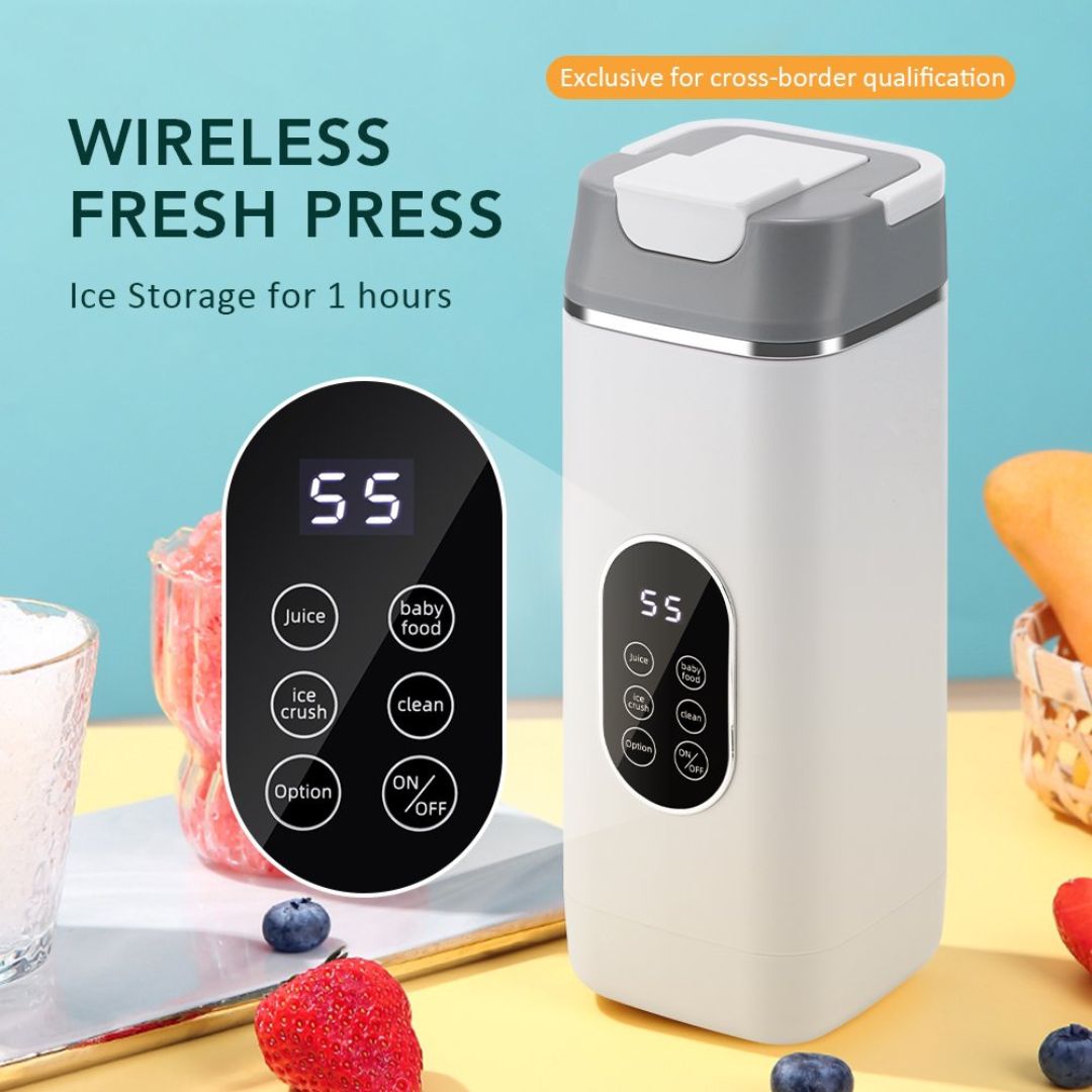 USB Rechargeable 420ml Portable Blender for Shakes & Smoothies With 12 Blades Digital LED Display And Handle Lid