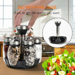 6PC Spinning Glass Spice Jars 360° Rotating Spice Rack Organizer With Jars