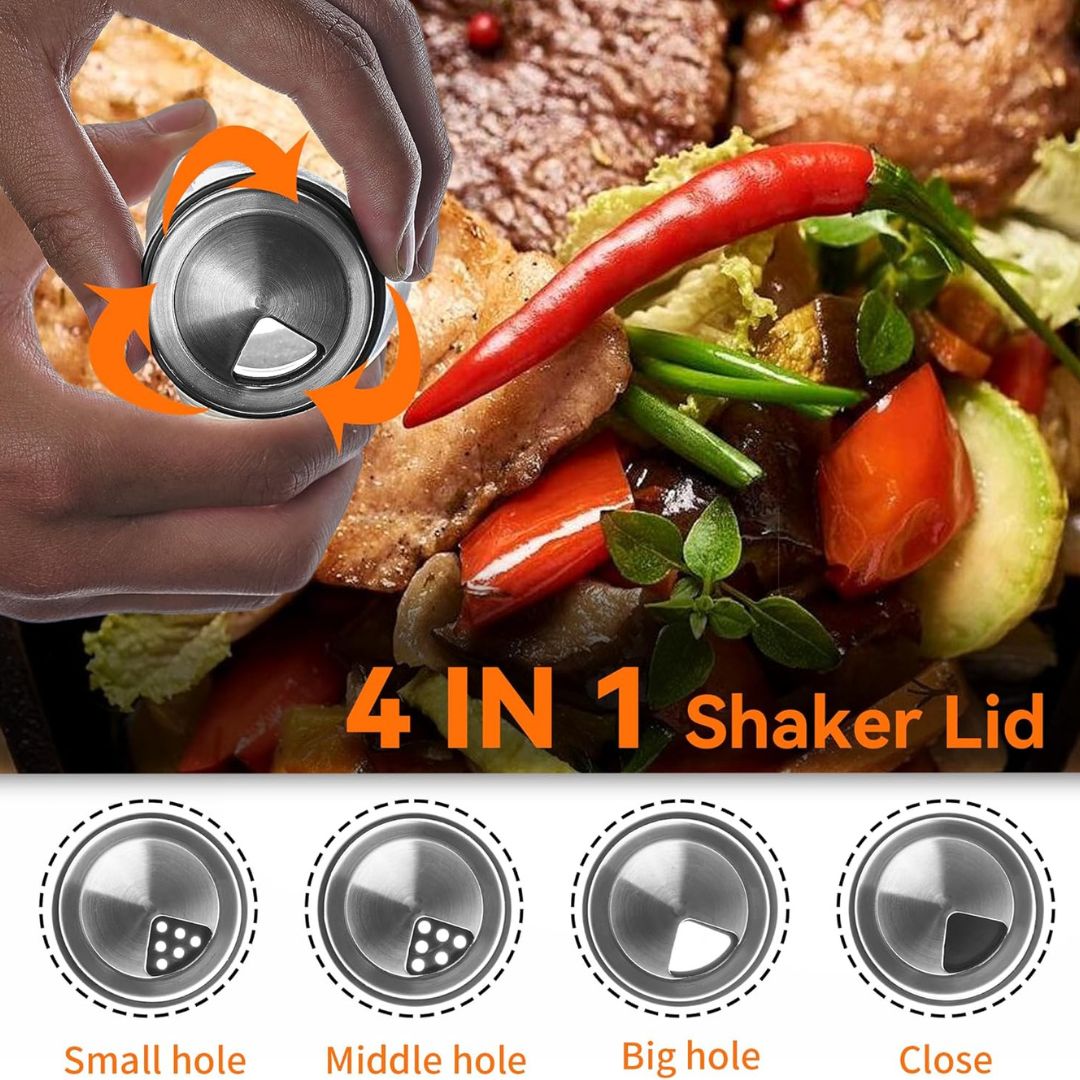 6PC Spinning Glass Spice Jars 360° Rotating Spice Rack Organizer With Jars
