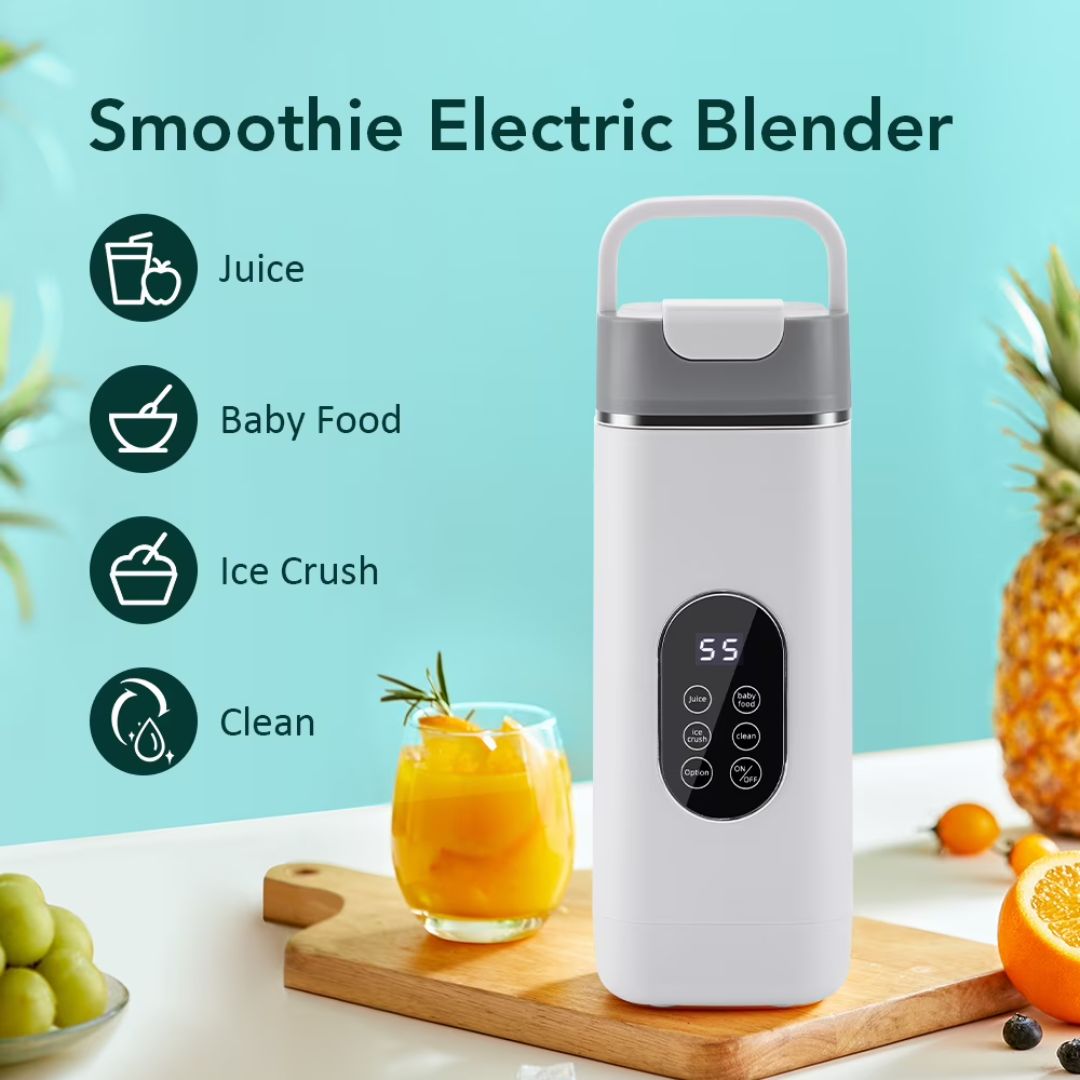 USB Rechargeable 420ml Portable Blender for Shakes & Smoothies With 12 Blades Digital LED Display And Handle Lid