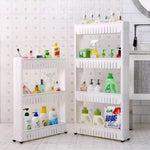 3/4 Layer Slim Slide Out Trolley Rack Holder Storage Shelf Organizer With Wheels