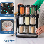 360 Rotating Spice Rack Organizer With 18 Jars + Labels & Pens