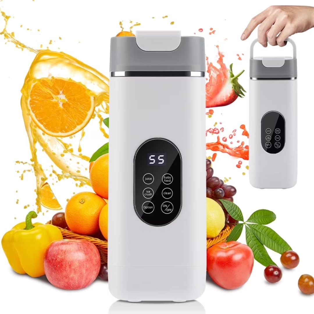 USB Rechargeable 420ml Portable Blender for Shakes & Smoothies With 12 Blades Digital LED Display And Handle Lid