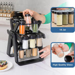 360 Rotating Spice Rack Organizer With 18 Jars + Labels & Pens