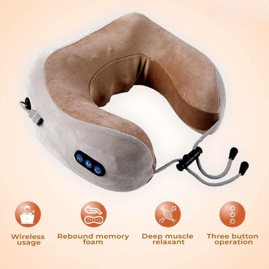 Rechargeable U-Shaped Travel Neck Massage Memory Foam Pillow