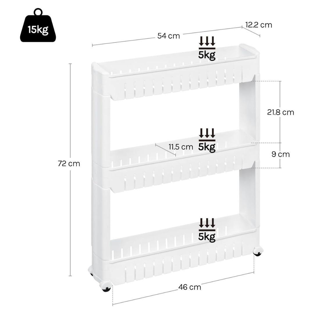 3/4 Layer Slim Slide Out Trolley Rack Holder Storage Shelf Organizer With Wheels