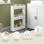 3/4 Layer Slim Slide Out Trolley Rack Holder Storage Shelf Organizer With Wheels