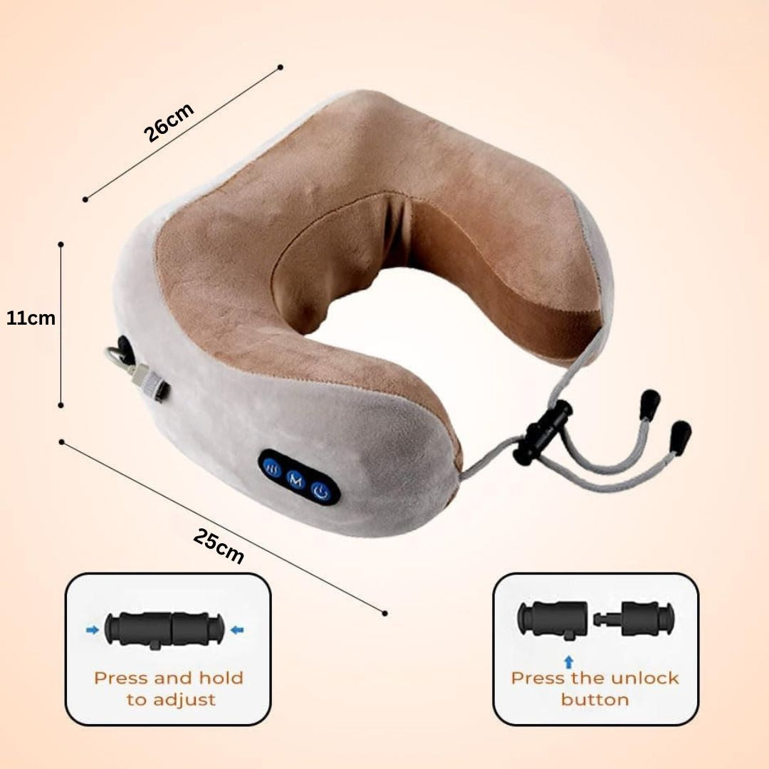 Rechargeable U-Shaped Travel Neck Massage Memory Foam Pillow