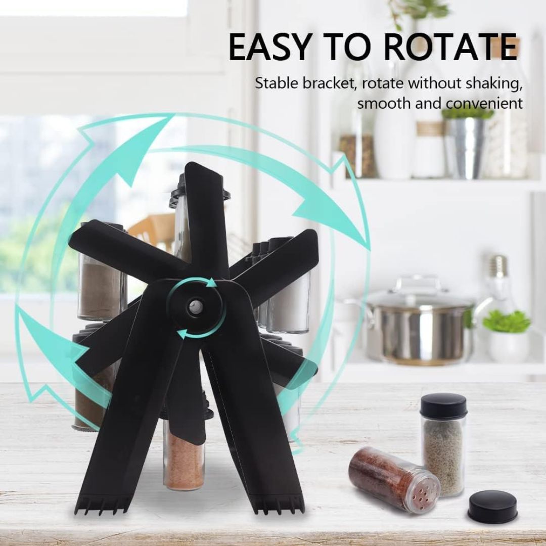 360 Rotating Spice Rack Organizer With 18 Jars + Labels & Pens