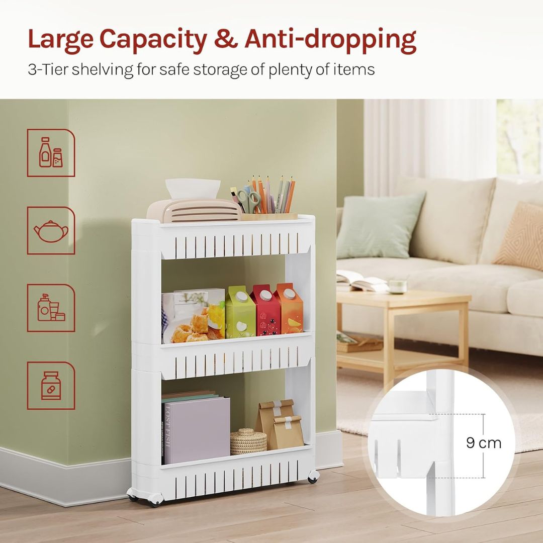 3/4 Layer Slim Slide Out Trolley Rack Holder Storage Shelf Organizer With Wheels