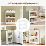 3/4 Layer Slim Slide Out Trolley Rack Holder Storage Shelf Organizer With Wheels