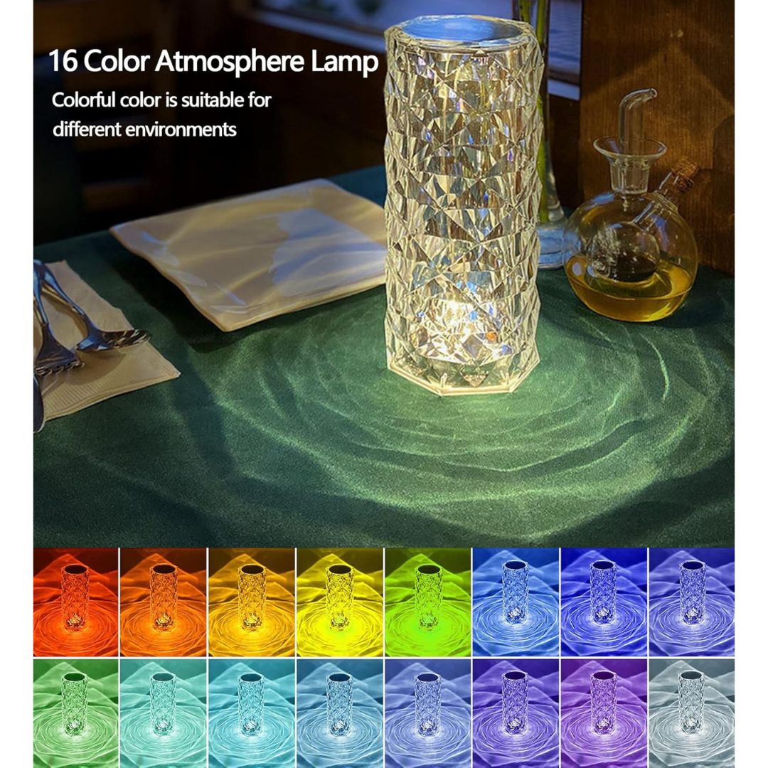 USB Rechargeable 16-Color RGB Acrylic Crystal Lamp With Remote