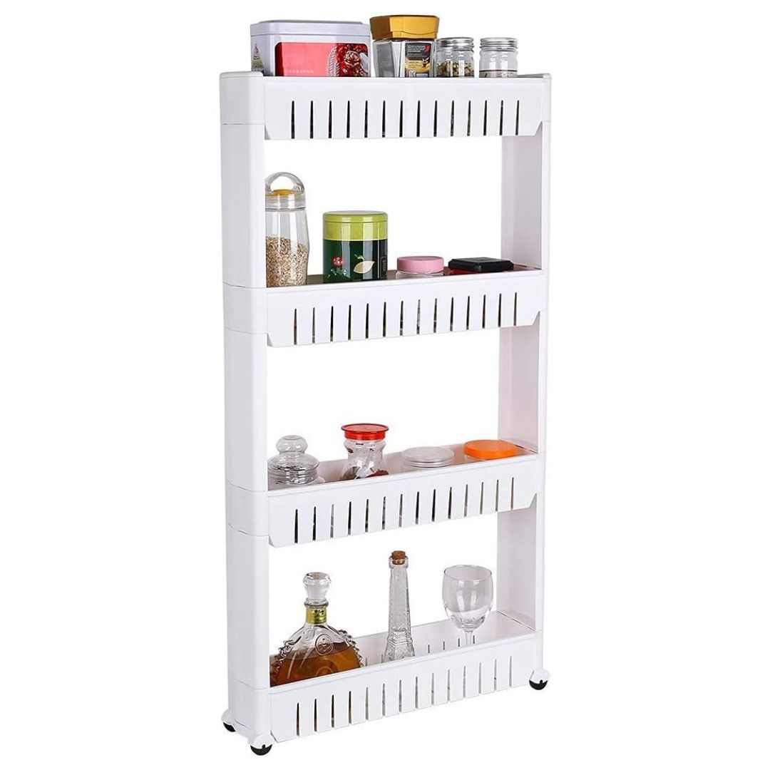 3/4 Layer Slim Slide Out Trolley Rack Holder Storage Shelf Organizer With Wheels