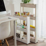 3/4 Layer Slim Slide Out Trolley Rack Holder Storage Shelf Organizer With Wheels