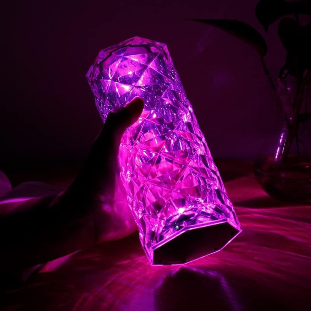 USB Rechargeable 16-Color RGB Acrylic Crystal Lamp With Remote