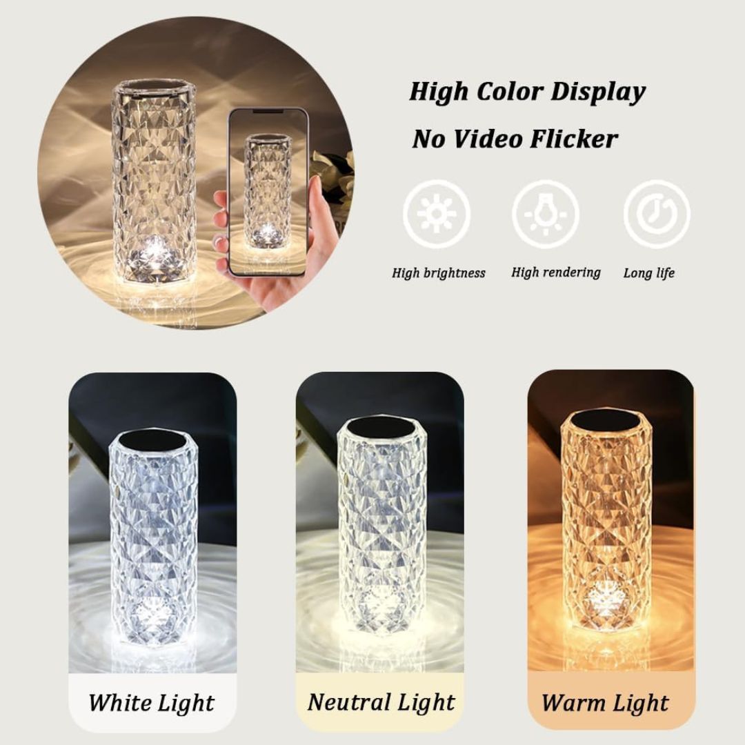 USB Rechargeable 16-Color RGB Acrylic Crystal Lamp With Remote