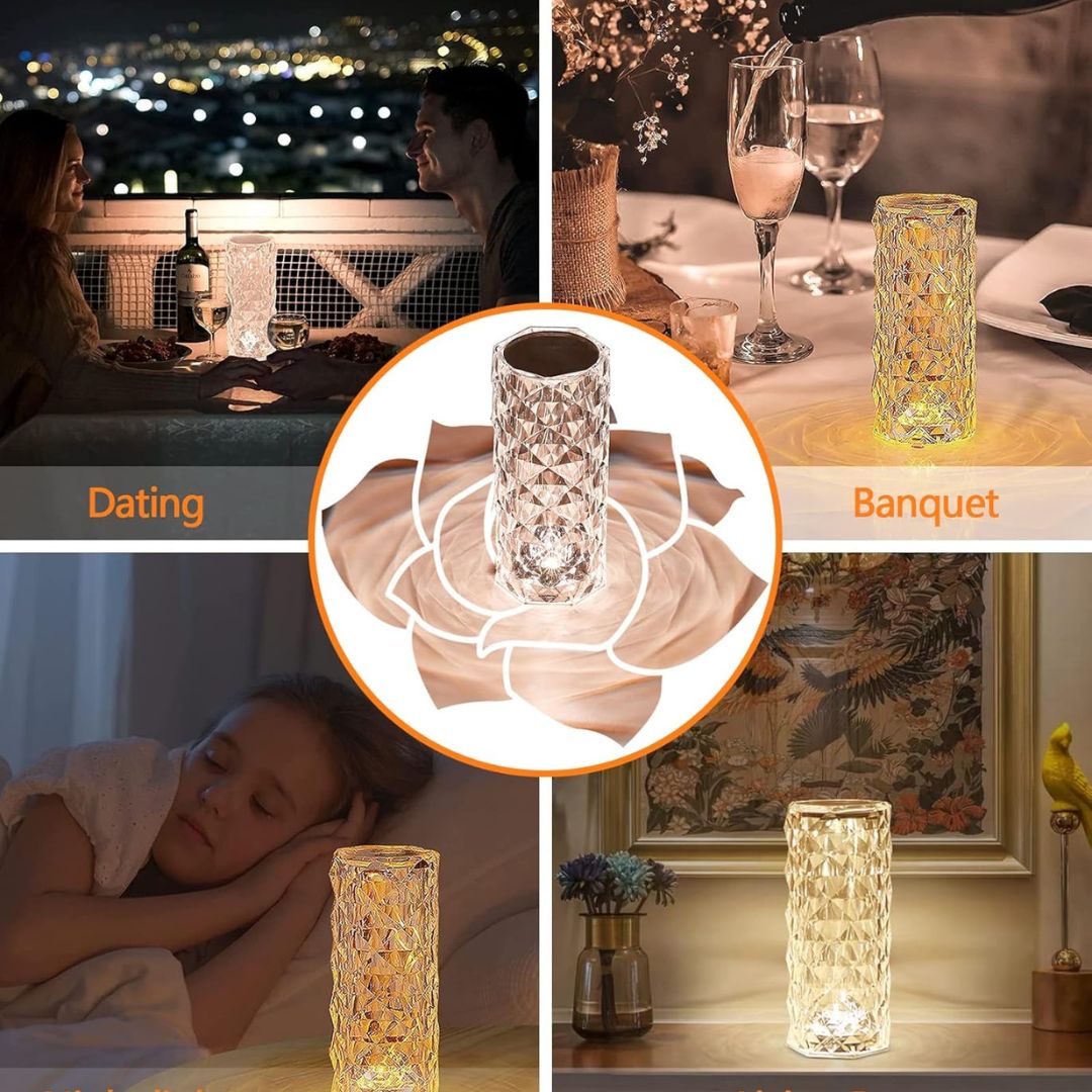 USB Rechargeable 16-Color RGB Acrylic Crystal Lamp With Remote