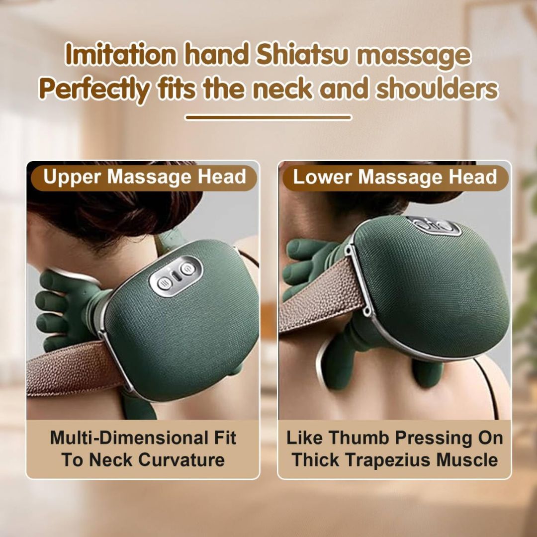 Neck & Shoulder Deep Tissue Massager With Heat-Wireless Simulated Human Hand Design